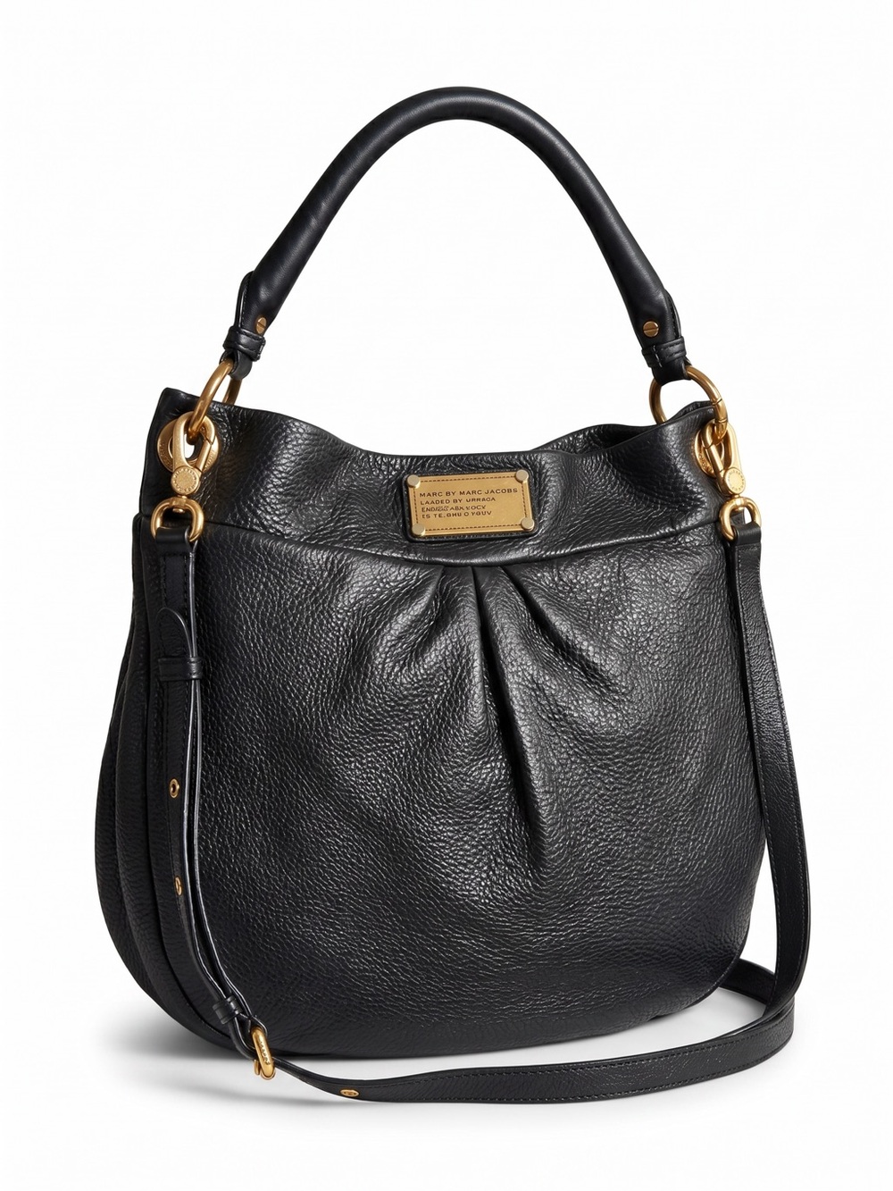 Marc Jacobs Classic Q Hillier Hobo Black Leather Crossbody Bag